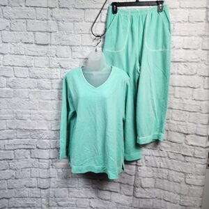 Fresh Produce 2 Piece Linen Top &  Capri Set in Mint Green